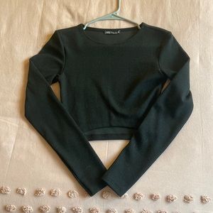 Zara Ribbed Long Sleeve Crop Top